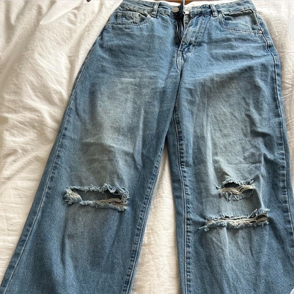 High rise wide leg jeans